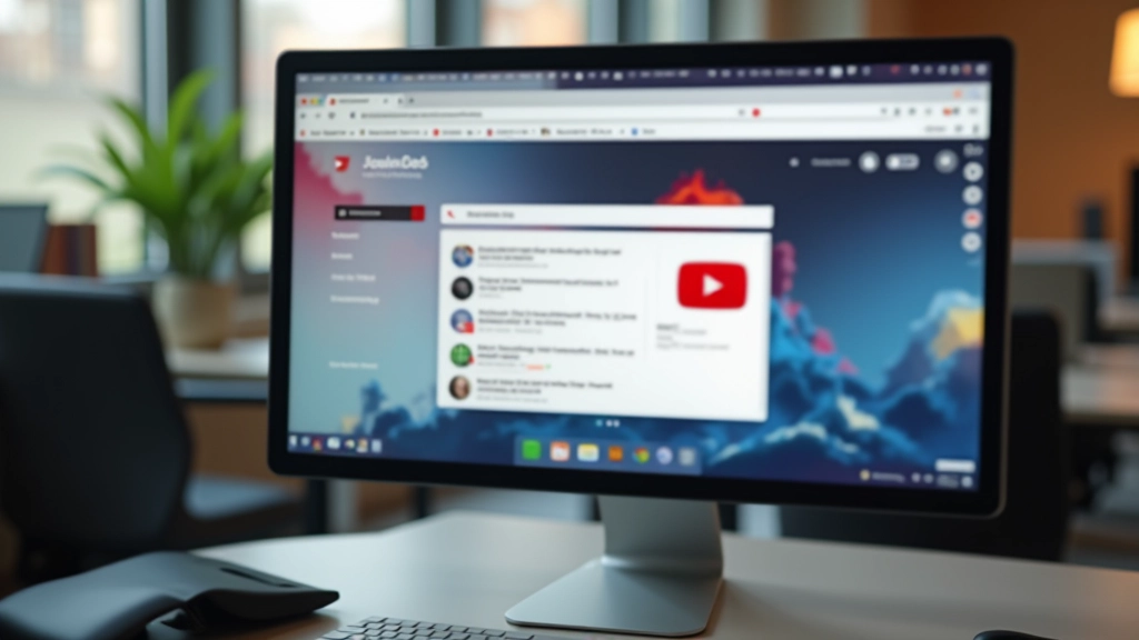 Close-up of YouTube search bar on desktop screen with suggestions dropdown visible