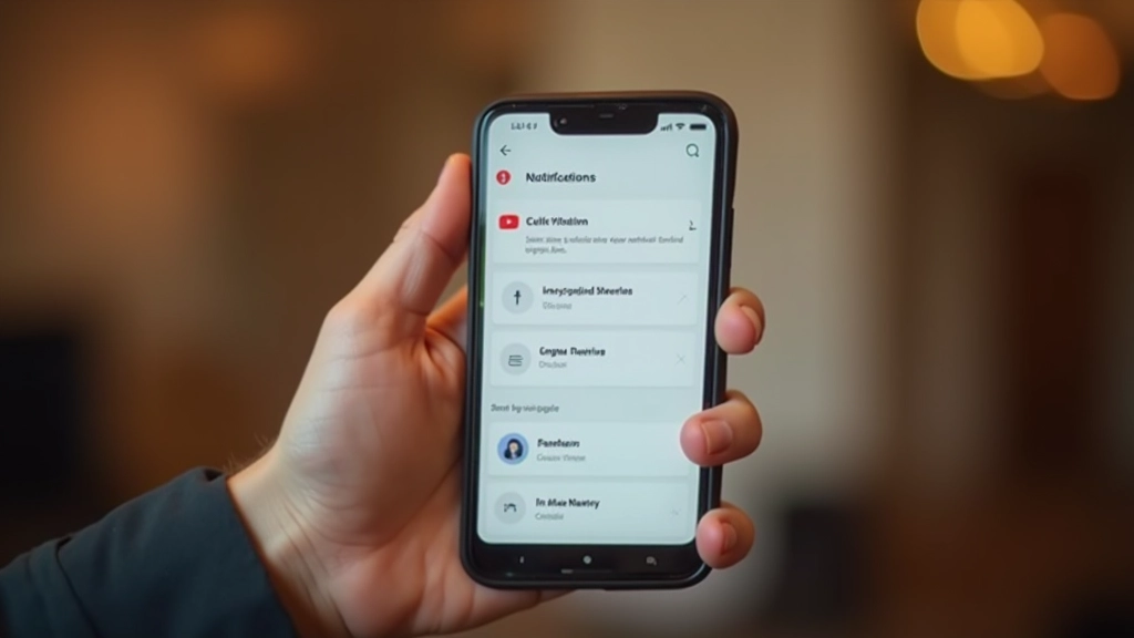 Smartphone screen showing YouTube notification settings with bell icon and notification preference options